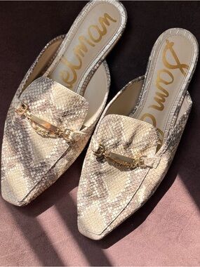 Sam Edelman Snake Print Leather Mules